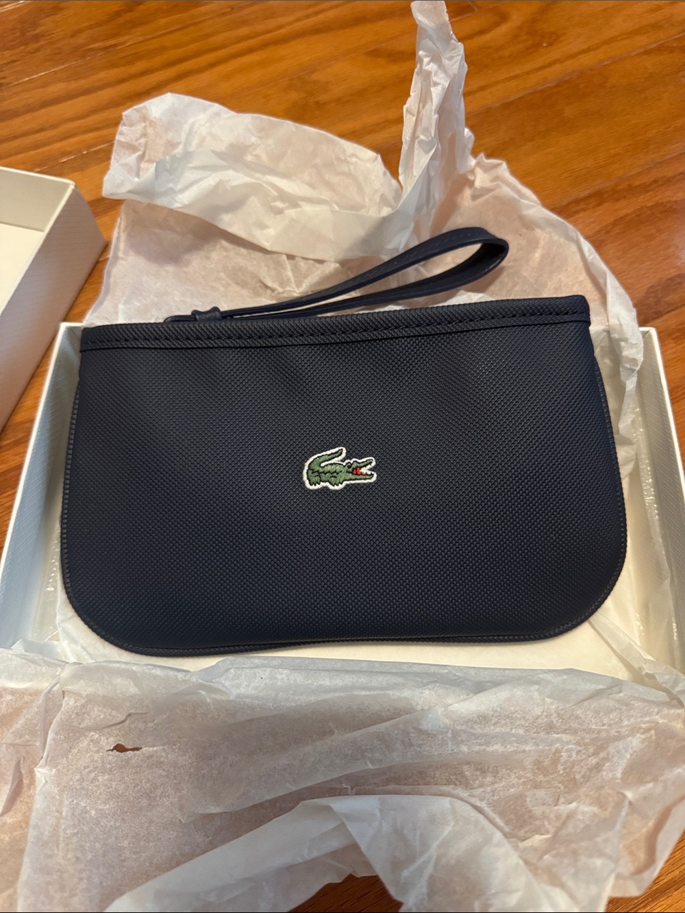 Lacoste Navy Wristlet with Green Crocodile Patch